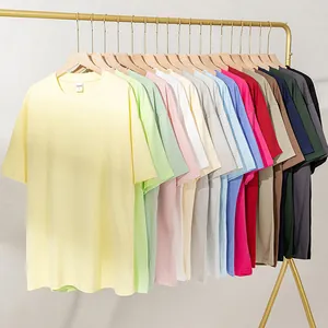 Heavyweight 260g combed cotton drop shoulder plain t-shirts in various vibrant colors