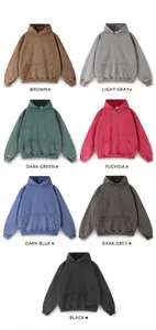 Multi-color display of 450g heavy cotton washed vintage style hooded sweatshirts