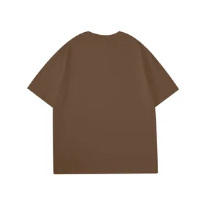 Premium heavyweight 260G combed cotton brown drop shoulder short sleeve men's T-shirt