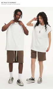 Unisex oversized white sleeveless tank top in 270G heavy cotton streetwear style