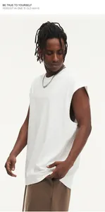 Oversized white 270g heavyweight cotton sleeveless tank top streetwear style for men