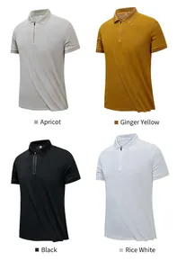 Premium men's ice silk quick-dry polo shirts in four colors with zipper collars