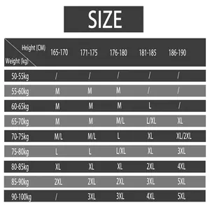 Comprehensive size recommendation chart for men's ice silk polo shirt by height and weight.