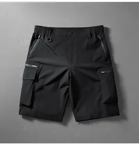 High-quality black quick-dry outdoor cargo shorts with multiple pockets for hiking camping