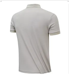 Back view of a light grey men's ice silk quick-dry polo shirt with short sleeves
