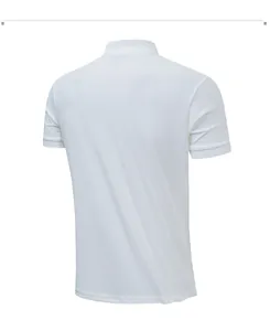 Back view of a white quick-dry men's polo shirt with professional tailoring