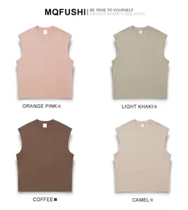 Premium 270g zware katoenen oversized mouwloze tanktops in vier aardse kleurvarianten