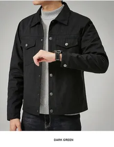 Detailed view of the dark green suede men's casual jacket showing the fabric texture.