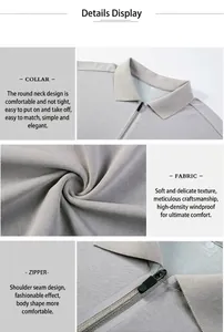 Detailed views of men's ice silk polo shirt highlighting the zipper and fabric
