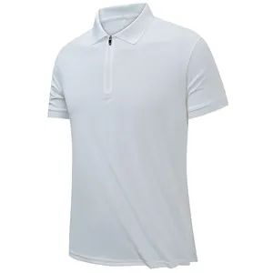 Men's Summer Ice Silk Quick Dry Polo Shirt Zipper Lapel Short Sleeve Solid Color Casual Fashion Breathable Sporty Top