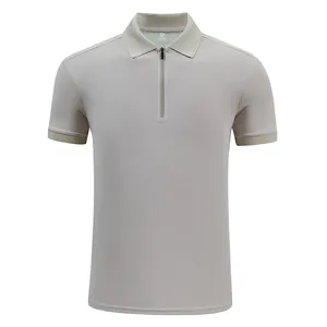 Premium men's ice silk quick-dry polo shirt featuring zipper lapel and short sleeves