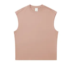 Premium 270g heavy cotton sleeveless tank top in dusty rose for unisex streetwear
