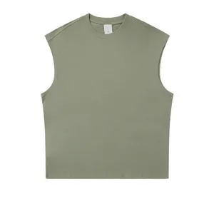 Premium 270g heavy cotton oversized sleeveless street style vest in olive green color