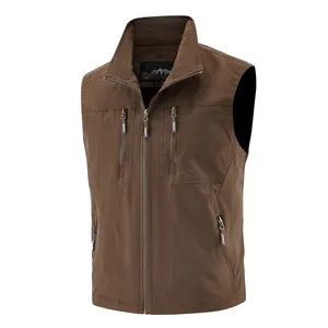 Professional men's outdoor fishing vest sleeveless workwear casual thin brown waistcoat