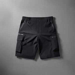 Men's breathable quick-dry cargo shorts with multiple zipper pockets for outdoor hiking