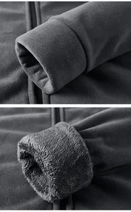 Detalle del puño de una chaqueta forro polar con forro de felpa grueso y cálido