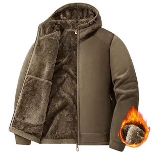 Chaqueta Sudadera con Capucha Forrada de Felpa Gruesa para Hombre 2025 Nuevo Color Sólido Cortavientos Felpa Ropa de Abrigo Top para Hombre