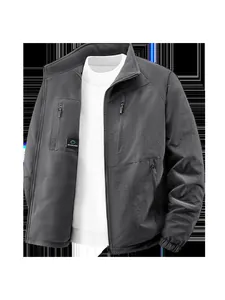 Men's reversible windproof outdoor jacket with warm fleece lining and stand collar