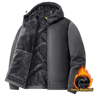 Chaqueta de hombre con capucha forrada de felpa gruesa para deporte y trabajo