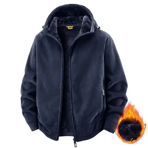 Men's hooded fleece jacket with plush lining for superior warmth and wind protection