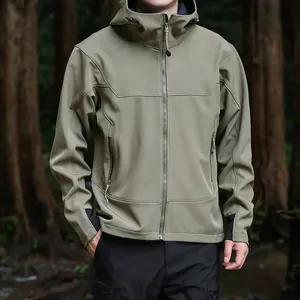 Veste Softshell Extérieure pour Hommes Doublée Polaire Coupe-vent Manteau à Capuche Style Cargo Japonais Casual Top