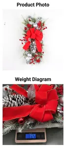 Detailansicht der festlichen Weihnachts-Girlande mit roter Schleife und einem Gewicht von 342g