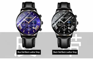 Orologio al quarzo da uomo d'affari con cinturino in pelle e cronografo