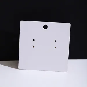 Blank white square earring display card for jewelry packaging and stud earring sets
