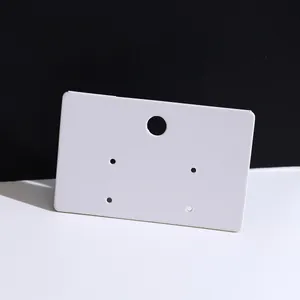 Minimalist blank white rectangular earring display card with pre-punched holes