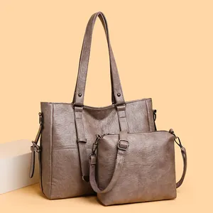 Elegant 2-piece set: 2025 New Women's Commuter Tote Bag and Crossbody Bag in Brown
