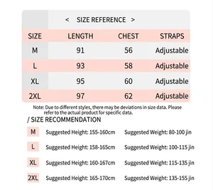 Detailed size guide table for women's floral cotton gauze camisole summer nightgown