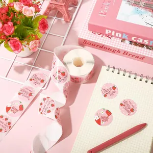 Decorative strawberry Thank You stickers for baking, packaging and gift sealing