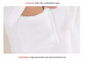 Primer plano del bolsillo de un albornoz de franela blanca y su textura