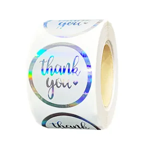Roll of 500 holographic round Thank You stickers for gift packaging and sealing labels