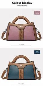 Detailansicht eleganter Damen-Henkeltaschen in den Farben Lila und Blau für jeden Anlass