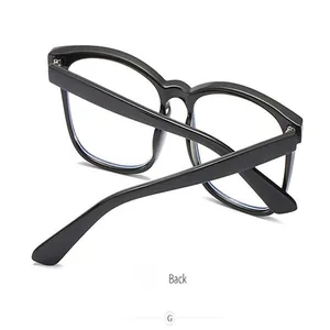Rear view detail of stylish black square frame anti-blue light glasses for men and women