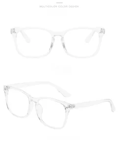 Detailed dual view of stylish transparent square frame anti-blue light glasses for unisex