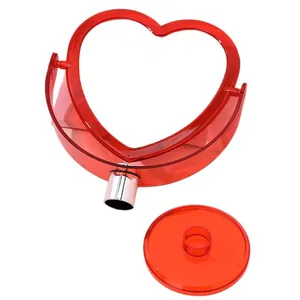 Espejo de maquillaje con forma de corazón rojo transparente y base desmontable para mesa