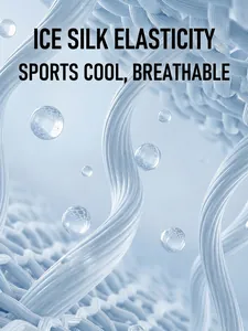 Close-up shot of ice silk fabric texture showing breathable cooling material fibers