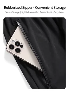 Close-up of outdoor quick-dry ice silk sports pants featuring a secure laminated zipper pocket