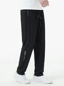 Breathable quick-dry men's ice silk outdoor sports pants in a black straight-leg fit