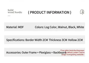 Detail view showing specifications for a 2cm hollow wooden shadow box frame for DIY specimens.