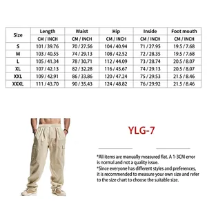 Guía de tallas detallada para pantalones cargo beige de hombre, multibolsillos