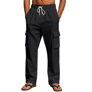 Lockere Herren-Cargohose mit atmungsaktivem Stoff und mehreren Taschen in Schwarz