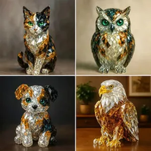 Dettaglio di figurine animali in stile cristallo sfaccettate per casa e auto