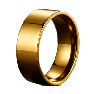 Classic polished golden stainless steel ring for men with minimalist band design