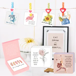 50-piece set of English inspirational affirmation cards with pink gift box for women.