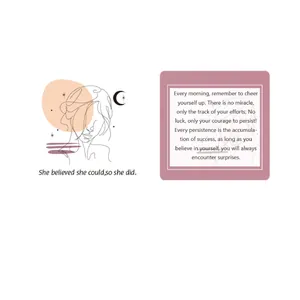 Set of 50 positive affirmation cards with minimalist female line art and quotes