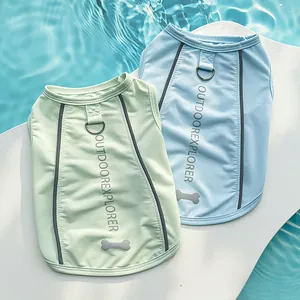 Breathable ice silk pet cooling vest with reflective strips and D-ring