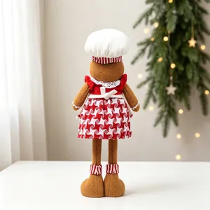 Adorable décoration de poupée en peluche bonhomme de pain d'épice de Noël en tenue de chef